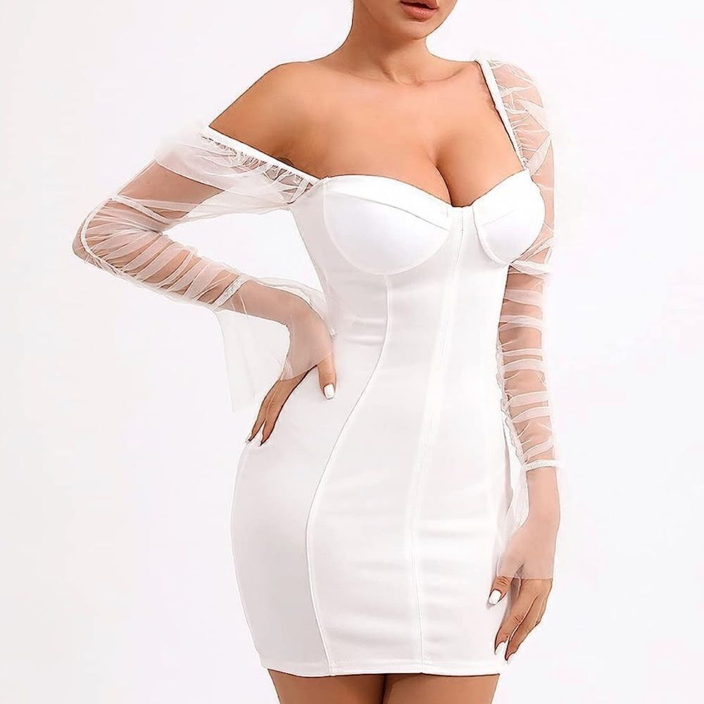 NWOT ANGL White Lace Mini Dress Large